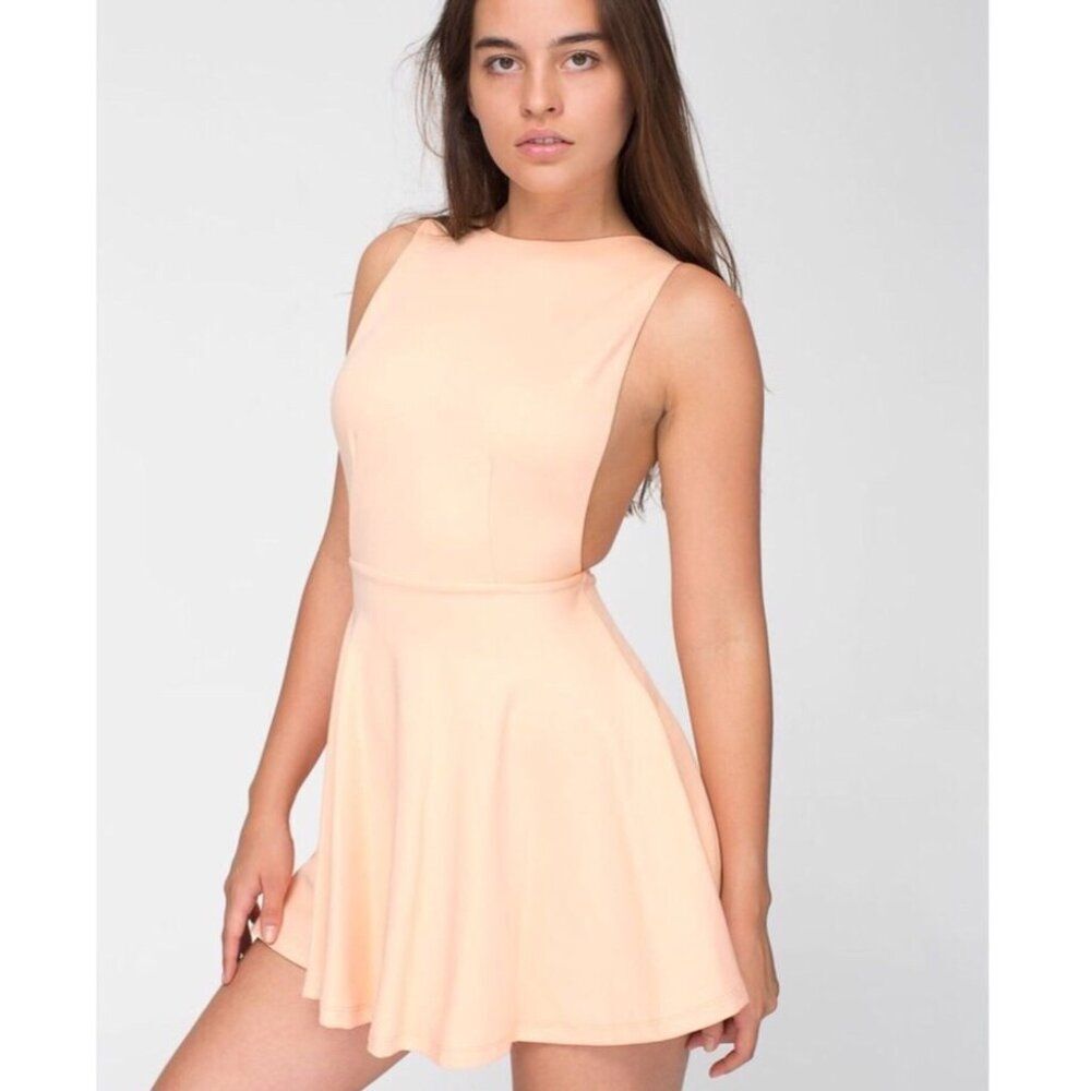 NEW American Apparel Peach Orange Y2k Skater Mini Fit Flare Dress S Indie Sexy - Picture 14 of 16